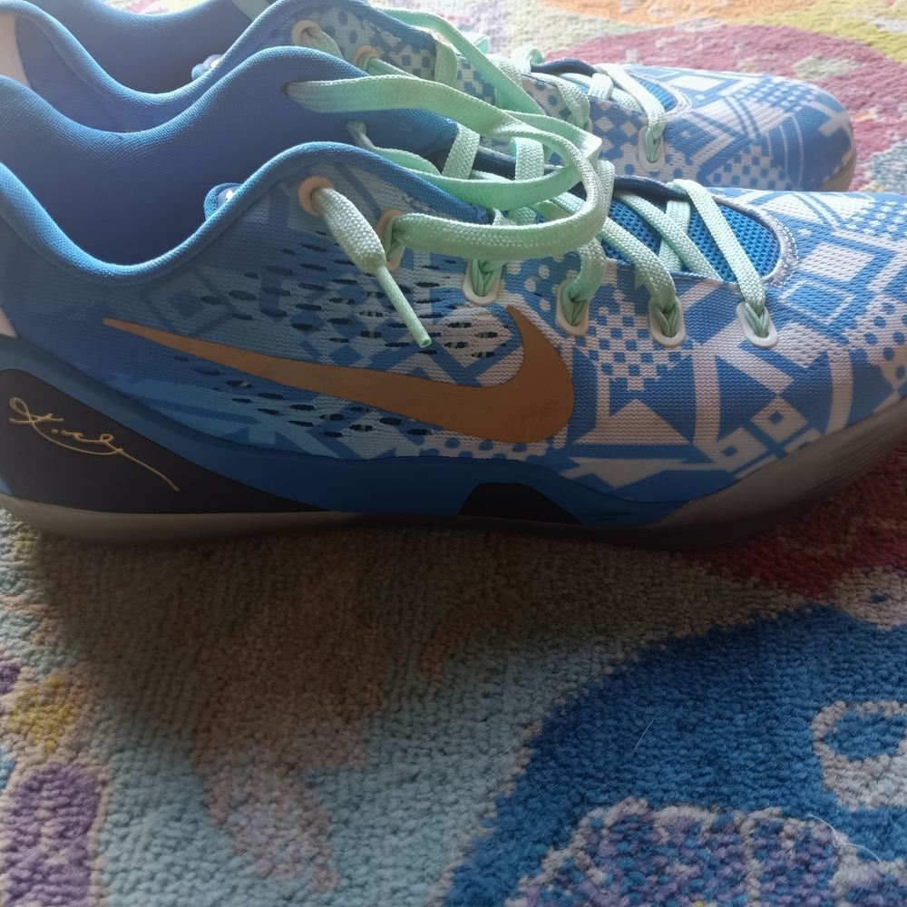 Nike Blue and Gold Patterned Shoes